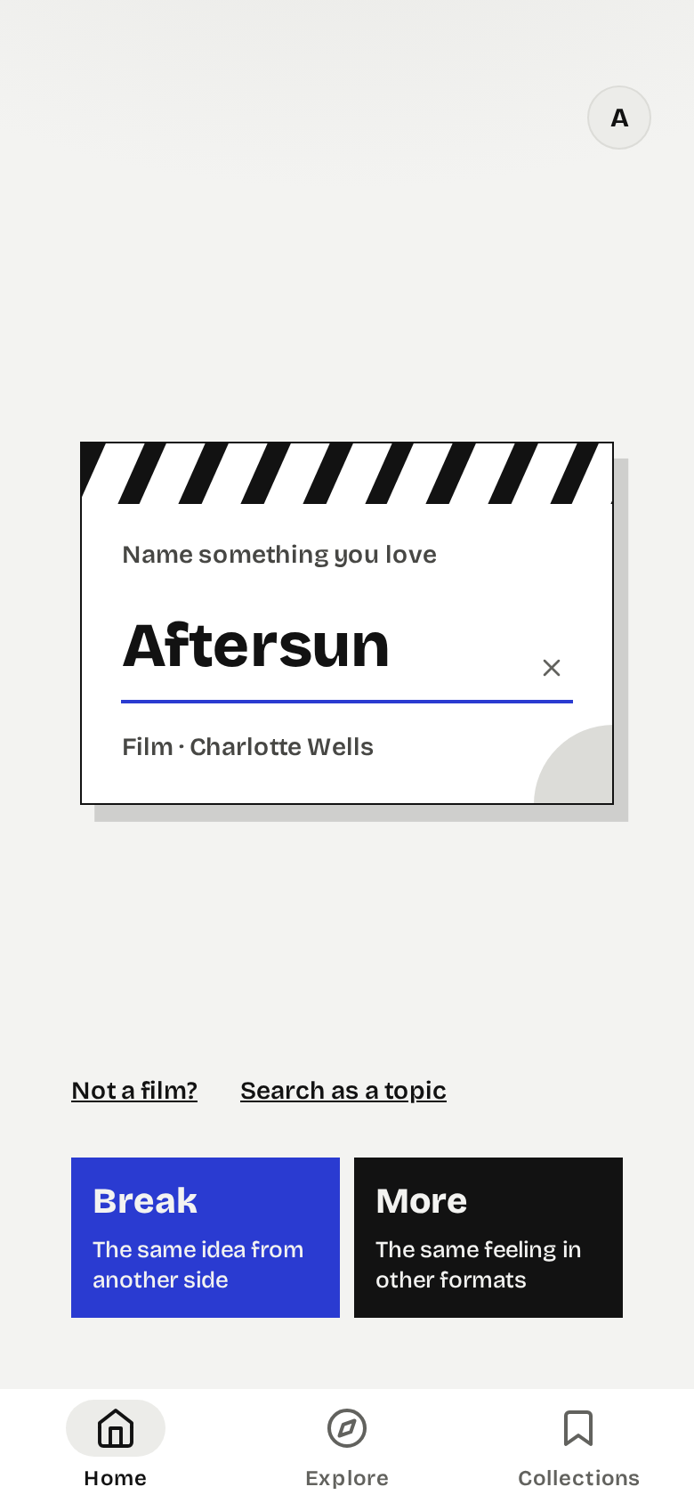 Aftersun written on the paper, which takes the shape of a film